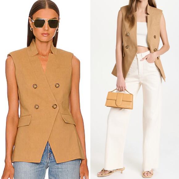 Veronica Beard Jackets & Blazers - NWT VERONICA BEARD VEST TAN 0 DOUBLE BREASTED MINIMALIST QUIET LUXURY